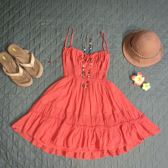 FREE PEOPLE "Taking Sides" Backless Mini Dress in Red Mango, Size Small, NWT - Picture 5 of 14